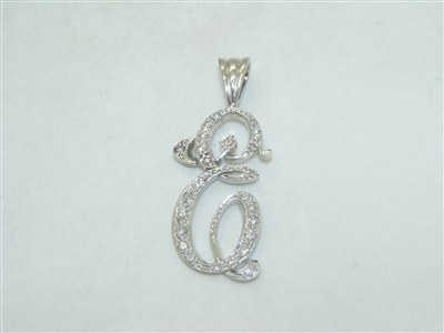 "E" scrypt initial Diamond 14k White Gold Pendant
