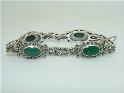 Vintage Sterling Silver Jade Bracelete