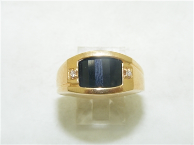 14k Yellow Gold Onyx Diamond Ring