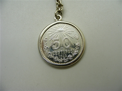 1945 50 cents Mexican Coin Keychain