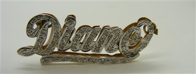 14K Two Toned Double Plated Diamond "Diane" Name Plate Pendant.
