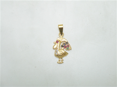 18k Yellow Gold Rooster Pendant