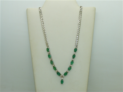 14k White Gold Emerald Necklace