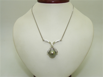 14k White Gold Black South Sea Pearl Necklace