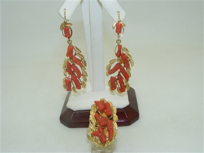 Beautiful Earring and ring Coral set