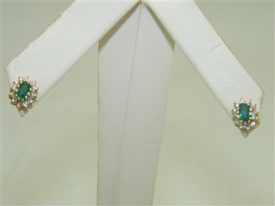 Diamond & Natural Emeralds Stud Earrings