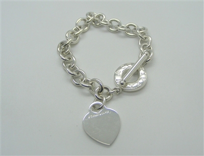 Pre-Owned Tiffany & Co Heart Tag Toggle Bracelet In Sterling SIlver