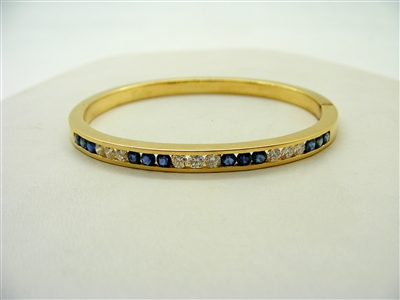 Blue sapphire and Diamond Bangle Bracelet