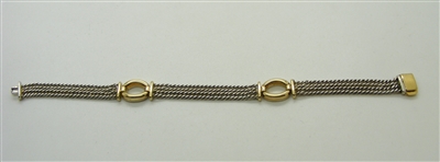 14k Yellow Gold & 925 Sterling Silver Double chain Bracelet