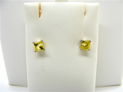 Princess Cut Yellow Diamond Earrings