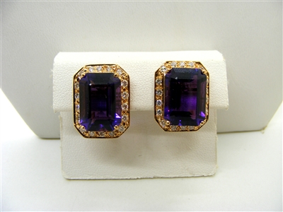 Amethyst Diamond Gold Earrings
