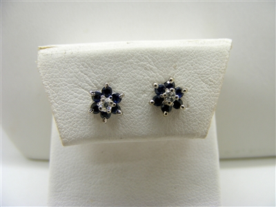 Blue Sapphire Flower earrings