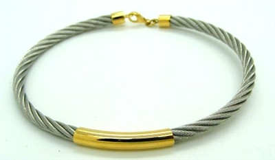Yellow Gold & Stainless Steal Bangle Bracelet