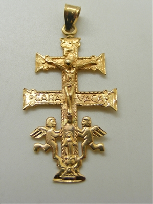 14 K Yellow Gold  CaraVaca Crucifix Pendant