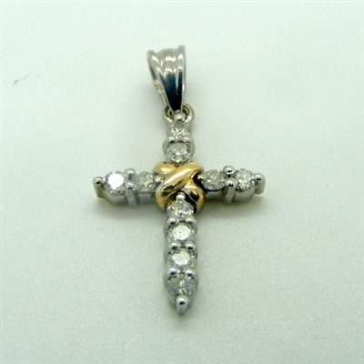 Two Tone Diamond Cross Pendant
