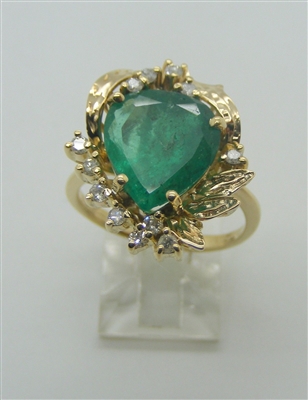 18k Yellow Gold Colombian Emerald Diamond Ring