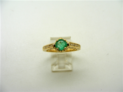Round Colombian Emerald Engagement Ring