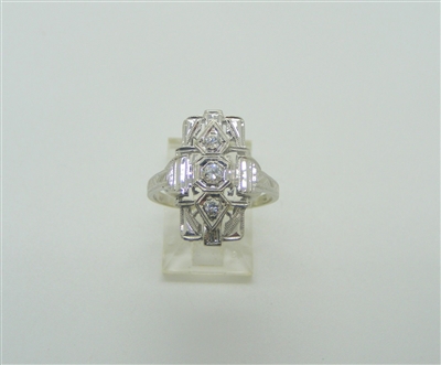 Vintage 14 K White Gold Diamond Ring