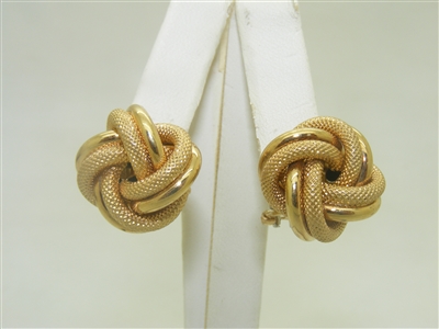 French Clip Yellow Gold Knot Earrings