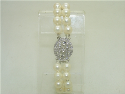 Beautiful Diamond White Gold Pearl Bracelet