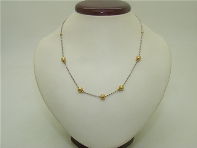 14k Yellow And White Gold Bead Necklace