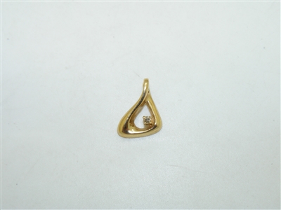 14k Yellow Gold Diamond Triangle Pendant