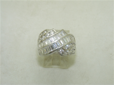 14k white Gold straight and Round cubic zircon