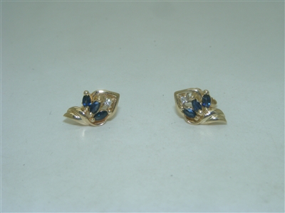 14k Yellow Gold Natural Blue Sapphire Earrings