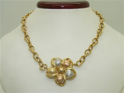 Multi Toned Gold Flower Necklace