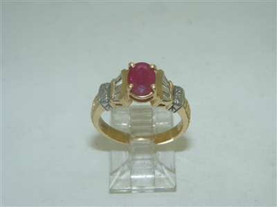 14k Yellow Gold African Ruby Engagement ring