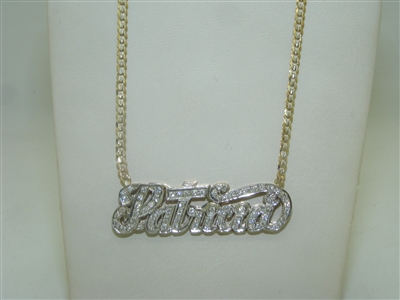 14k yellow and White Gold Nameplate Necklace