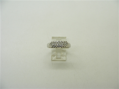 14K White Gold Designer Princess Cut Diamond Band Ring
