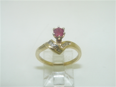14k Yellow Gold Diamond Ruby Ring