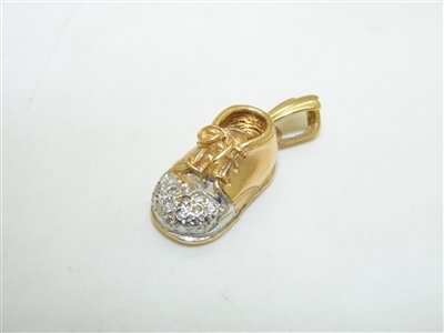 14k Yellow Gold Diamond shoe Pendant