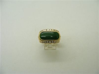 18K Yellow Gold Unisex Natural Jade Ring