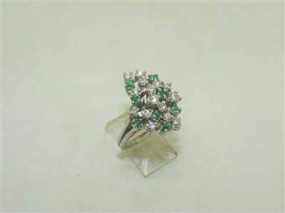 White gold Diamond And Natural Emerald Ring