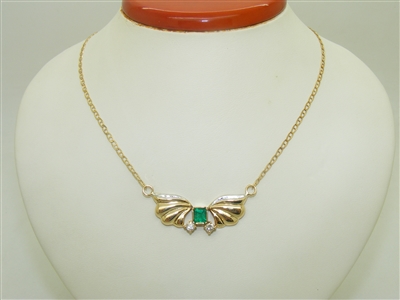 18k Colombian Emerald Diamond Necklace