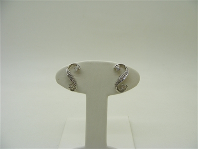 14k White Gold "S" Shape Diamond Earrings