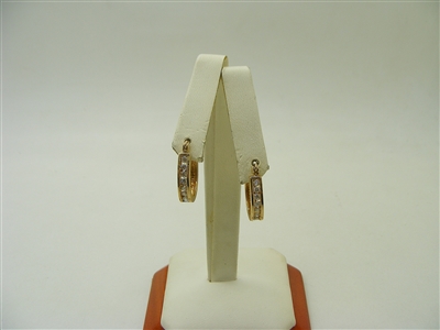 14K Yellow Gold Hoop Diamond Earrings