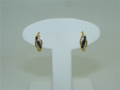 Diamond and blue Sapphire lever back earrings