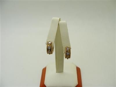 14k Yellow Gold Huggie Diamond Earrings