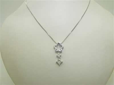 14k White Gold Diamond Necklace with Pendant