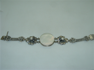 Vintage 1960's Mother Pearl Silver Bracelet