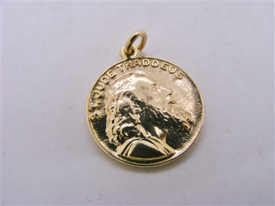 14k yellow Gold Saint Jude Thaddeus Medal Pendant