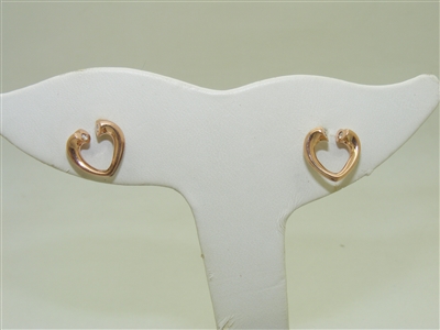 14k Rose Gold Diamond Heart Earrings