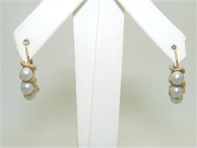 10k Yellow Gold Cultured Pearl Earrings