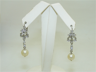 18k White Gold Pearl Diamond Earring