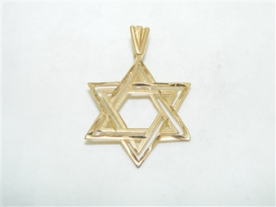 Star Of David Yellow Gold Pendant