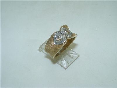 14k Yellow and White Gold Diamond Heart ring