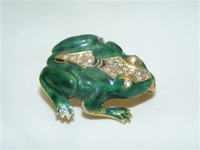 18k Yellow Gold Diamond Frog pin